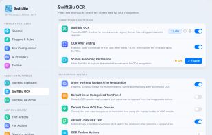 Capture a screen region with OCR, then copy, translate, search or continue the recognized text into a workflow.