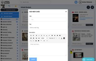 Create new cards using your own content and share anywhere or create a project our of it.