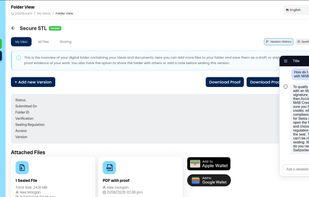 Built-in AI assistant inside SealMyIdea guiding users through MAB credit setup and qualified electronic signature (QES/eIDAS/ZertES) compliance.