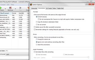 Switch Audio and Mp3 Converter - Conversion Options