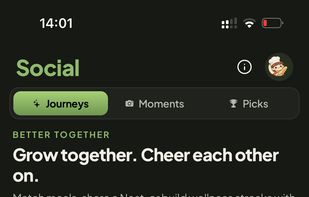 Social = Challenges, Step counter, Swipe together and much more!