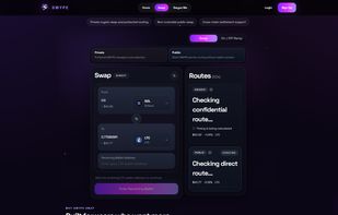 Use public or private crypto swap routes