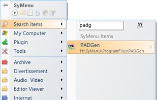 SyMenu search item bar. Very usefull and easy to use!