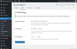 TLDR settings that optionally leverage the AI Experiments plugin