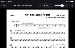 Drum chart for the same song, distributed automatically to the drummer