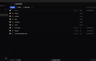 Sleek, dark-mode desktop interface for managing MinIO, AWS S3, and Ceph buckets with intuitive breadcrumbs, file sorting, and instant search.