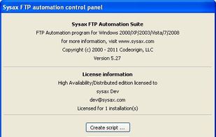 Sysax FTP Automation Control Panel