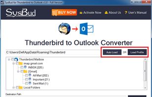 SysBud Thunderbird to Outlook Converter screenshot 1