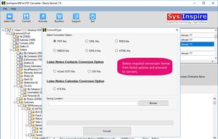 Conversion option by SysInspire NSF PST Converter