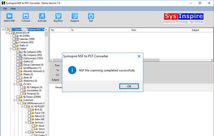 The start up screen of SysInspire NSF to PST converter