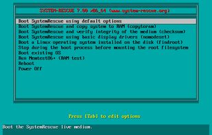 SystemRescue screenshot 1