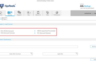 SysTools AOL Backup screenshot 1