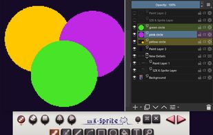 You will be able to draw in the layer you had selected when you executed K-Sprite. This layer will appear on top.