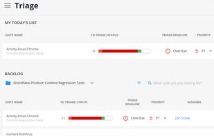 Dashboard
· Promoting ownership per test suites.
· Assuring automated tests are verified before frequent deadlines.
·  Get focus: not all test Suites are equally important today.