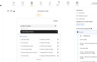 Learn via active recall and similar sentences (desktop)