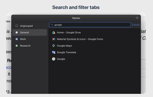 Search and filter tabs