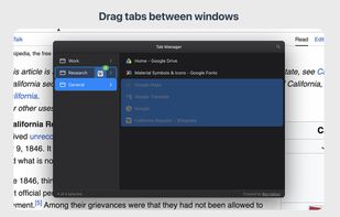 Drag tabs between windows