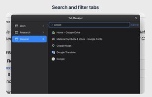 Search and filter tabs