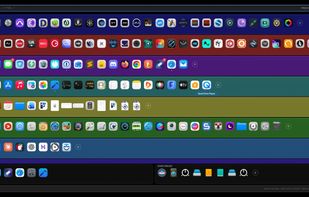 Tabarooni with rows of apps, files, websites, Running Apps and Hard Drives.
