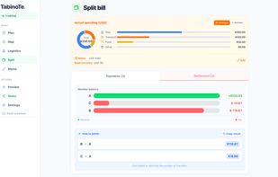 Automatic group balance calculation and split bill settlement