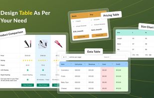 Tablepress size chart and guide allows to create size chart, pricing table, Product Comparision, Data Tables as per your need