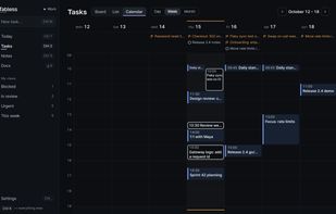 Week: meetings and planned work side by side