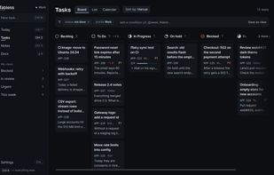 Board: your tasks by status, one keypress per move