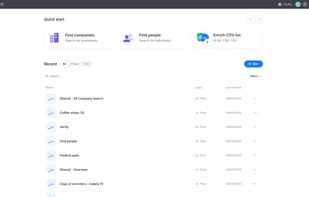 Start with company or people search, or upload your CSV