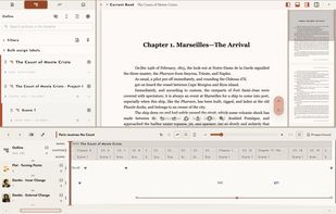 Long-form writing, made navigable.
Keep the page in focus while your outline, timelines, and minimap hold the larger shape of the work around it.