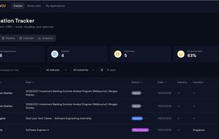 Track every application from first click to final offer. 
Kanban, calendar, table, and analytics views in one place
