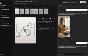 Storyboard: one sketch per shot, with the script lines under it