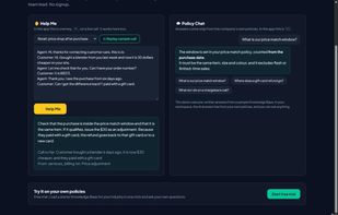 Answers cite the company's own knowledge base