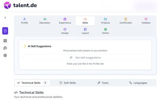 Talent.de Features: Skills Tab 