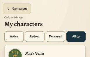 My characters: owned by the player, usable across campaigns