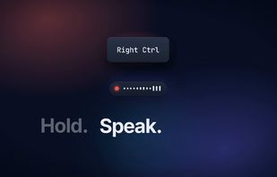 Hold a key and speak; the listening pill shows Talkative is hearing you.