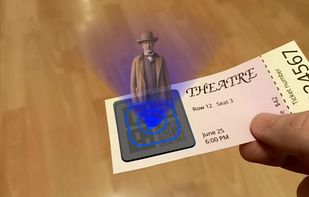 AR hologram on a printed theater ticket