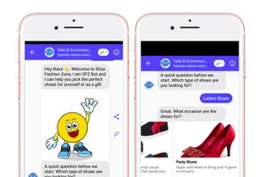 An e-commerce chatbot assisting the user to make a purchase. The chatbot can recommend products based on user preference thereby helping businesses close deals faster. The customer can purchase the item and check out without needing to leave their favourite messaging app. 