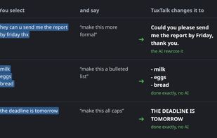 Voice editing: select text and say how to change it