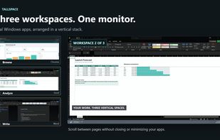 Tallspace gives one monitor three vertically stacked Windows workspaces.
