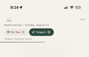 A user's daily digest. Three quick buttons to dismiss, save to library, or indicate already enjoyed. 