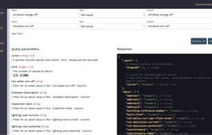 API preview and filter configuration