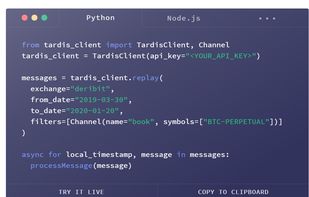 Tardis.dev screenshot 1