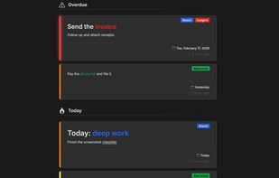 Your tasks with priorities, labels, and due dates.