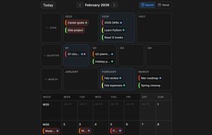 Calendar view: plan and review tasks by day or week in a visual layout.
