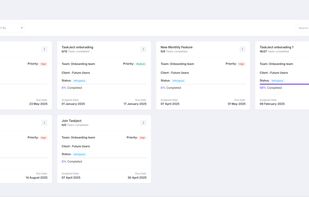 Projects page with main information about any projects