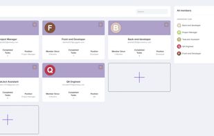 Team page, where you can see all members of organization and members by team