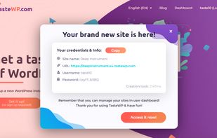 TasteWP screenshot 2