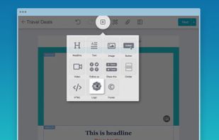 Drag-and-Drop email editor
Drag and drop easily text, call to action, or block section. Upload and place your photo quickly then adjust and order your layout in few click. Finally use our tool to preview the result.

