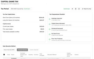 Capital Gains Tax Manager Page