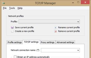 Main window - TCP/IP settings tab (TCP/IP Manager v4.0.0.22)